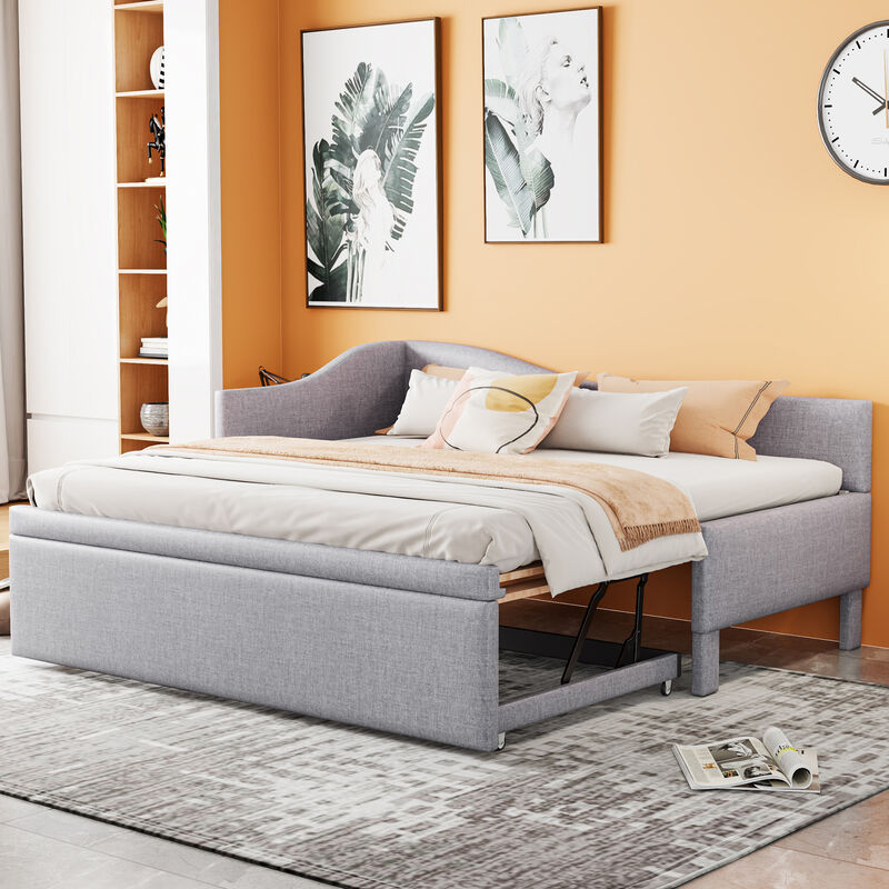 Merax Upholstered L-Shaped Daybed with Pop Up Trundle