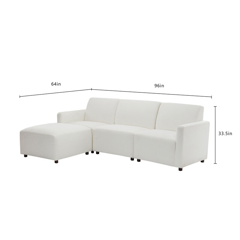 Duvall 4 Piece Modular Sofa - Cream Boucle Performance Fabric