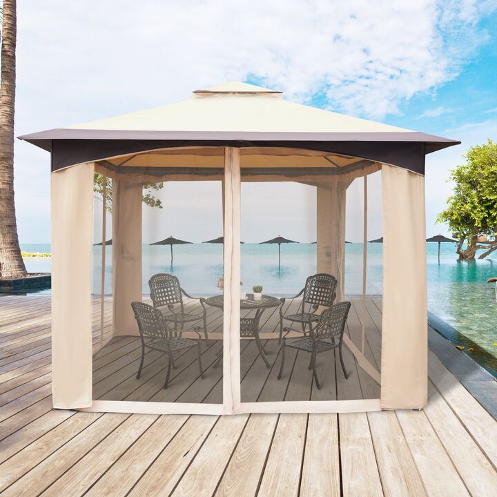 Lawn Party Central: 10x12 ft Outdoor Gazebo with Mesh Netting