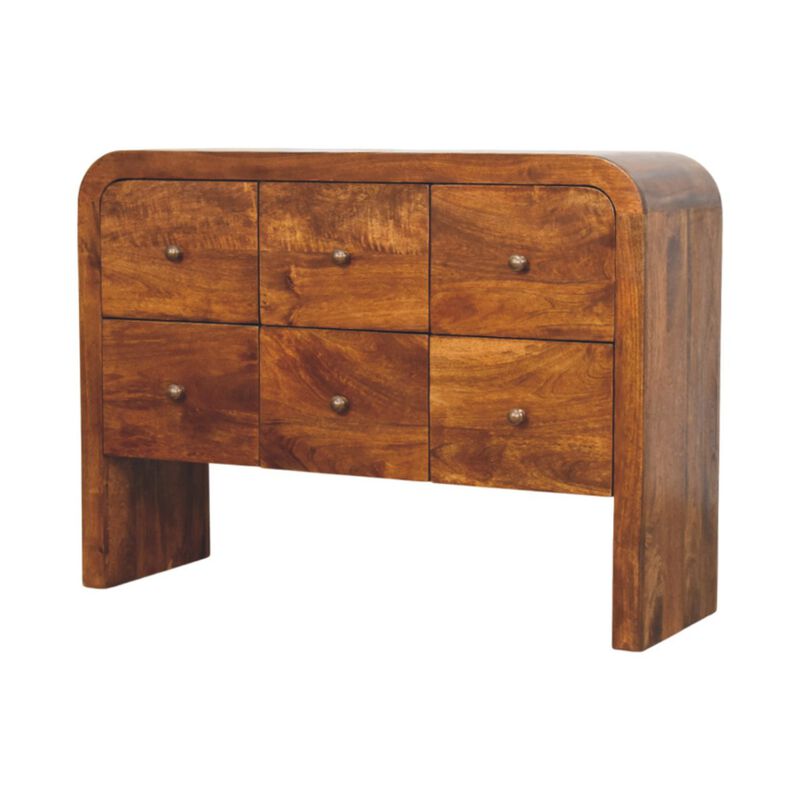 Artisan Furniture Solid Wood Darcy 3 over 3 Drawer Chest in Chestnut Finish
