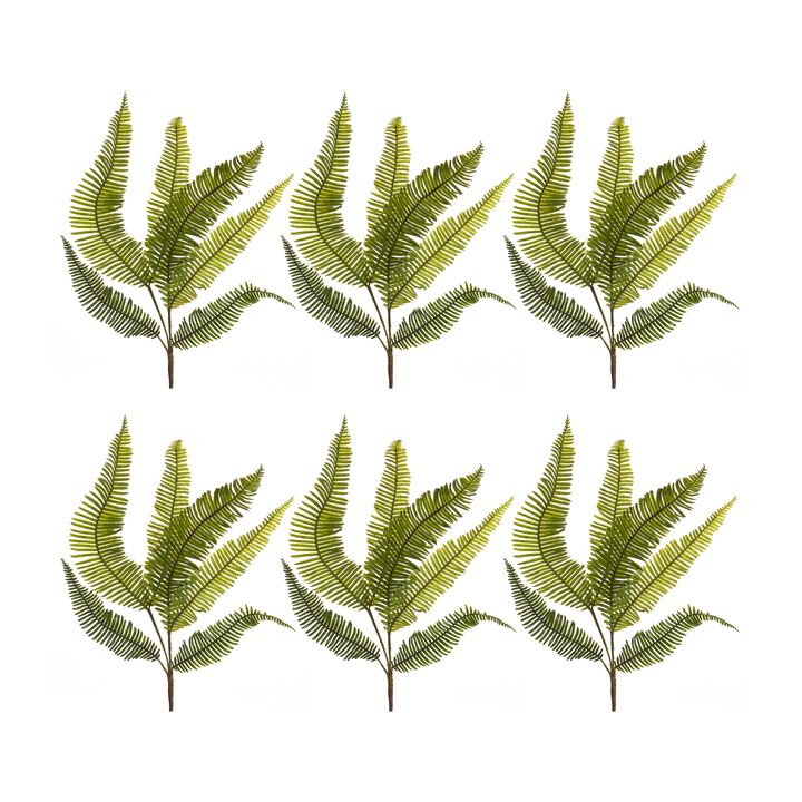Variegated Fern Foliage Spray 28 Inches for Lush Home Décor and Floral Arrangements (Set of 6)