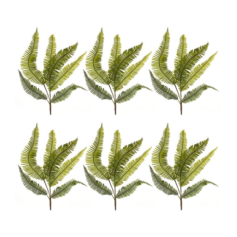 Variegated Fern Foliage Spray 28 Inches for Lush Home Décor and Floral Arrangements (Set of 6)