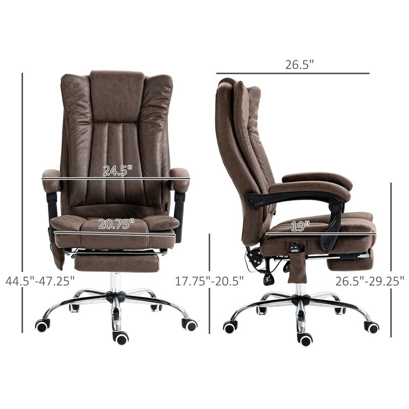 Coffee Microfiber Office Chair: Heated, 6 Point Adjustment