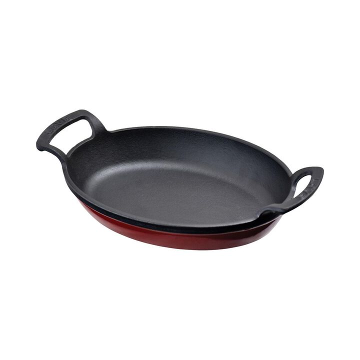 Cast Iron 9" x 6.75" x h:2.5" Oval Red Cast Iron Pan