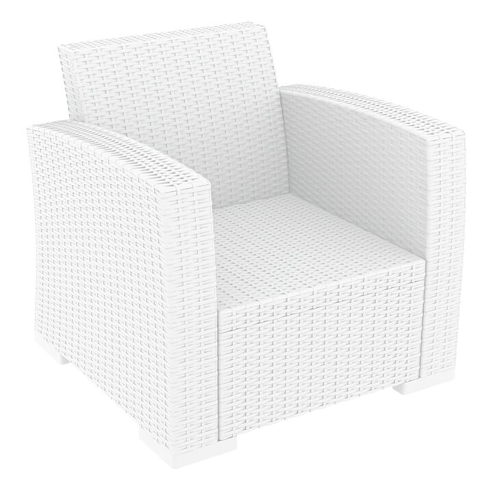33" Brown Outdoor Patio Club Chair with Natural Beige Sunbrella Cushion