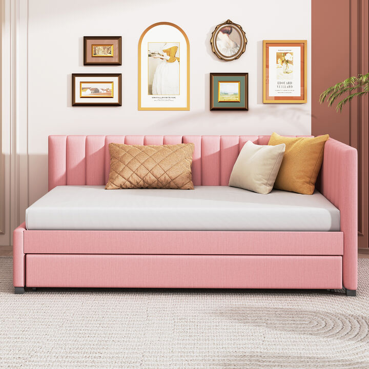 Merax Upholstered Daybed Bed Frame with Trundle