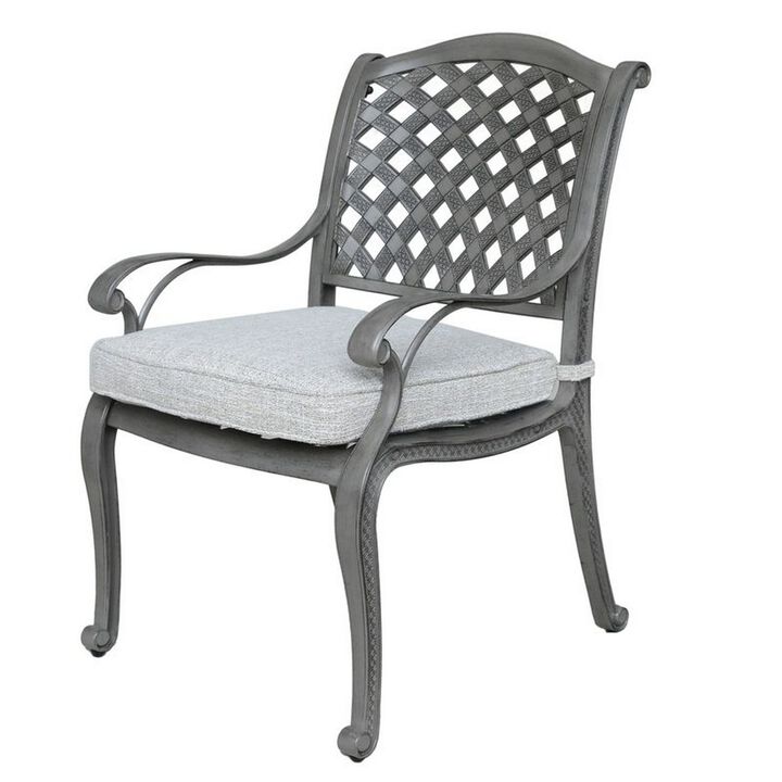 Mace Outdoor Patio Dining Armchair, 24 Inch, Aluminium, Golden Beige