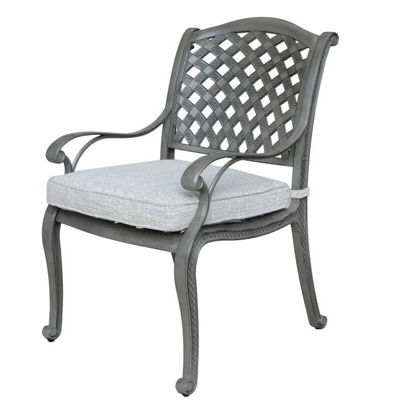 Mace Outdoor Patio Dining Armchair, 24 Inch, Aluminium, Golden Beige