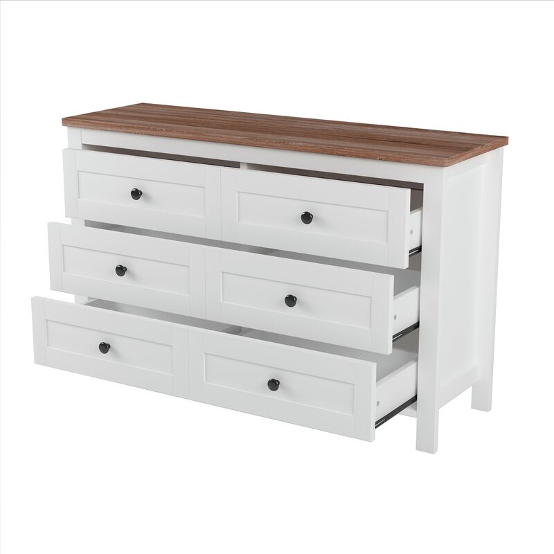 Merax Farmhouse Style Wooden Dresser with 6 Drawer