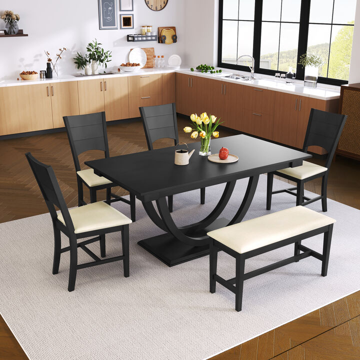Merax 6-Piece Wood Half Round Dining Table Set