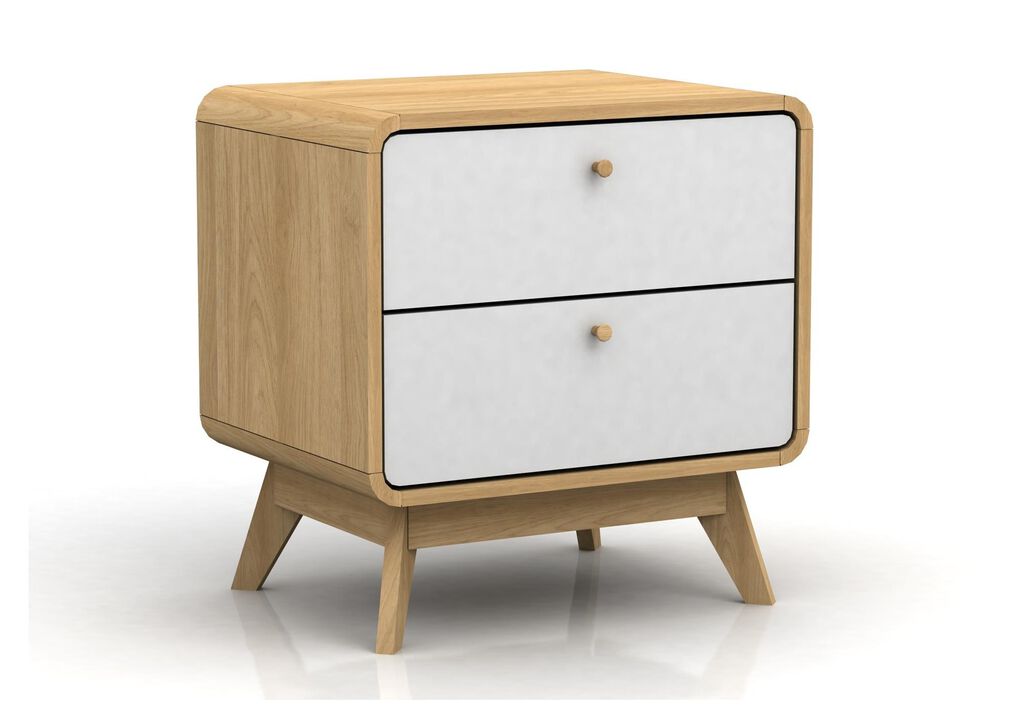 Ren Home Leva Scandinavian 2 Drawer Curved Nightstand
