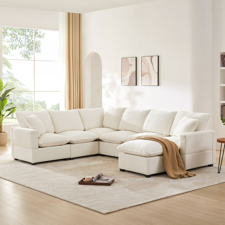 Merax Modern U Shape Modular Sofa with 2 Pillows