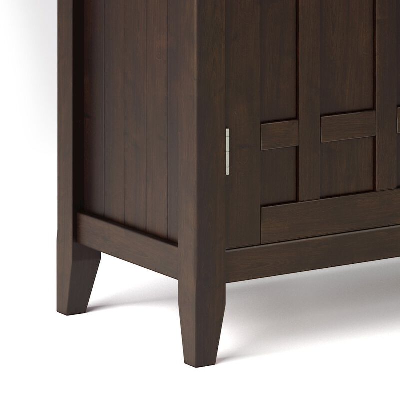 Simpli Home Bedford Solid Wood Sideboard Buffet And Wine Rack In Dark Chestnut Brown