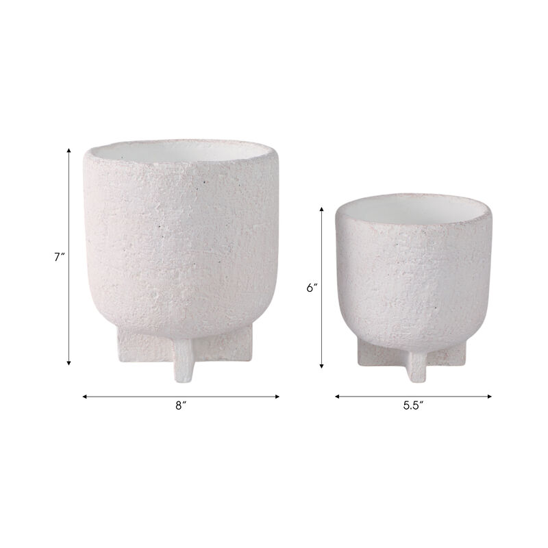 Modern Footed Planters, White