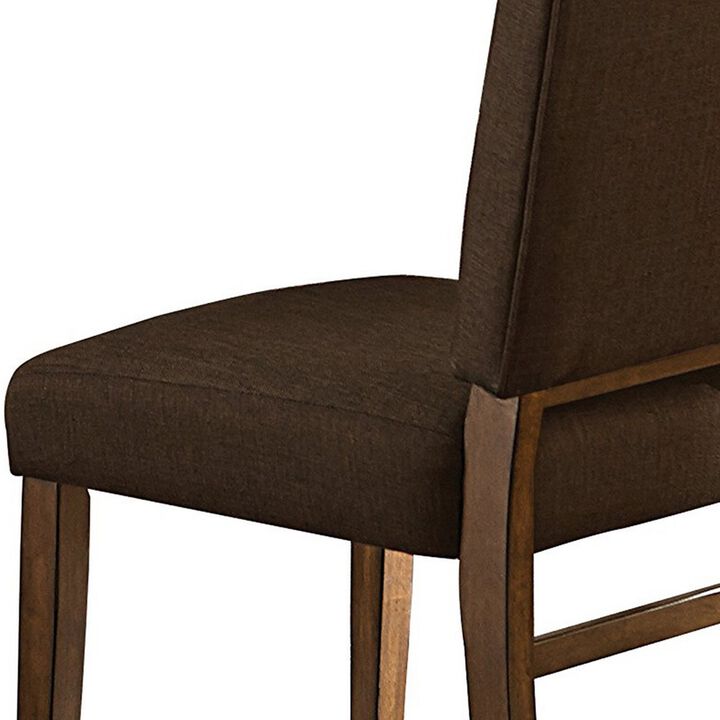 Wood & Fabric Dining Side Chair With Comfortable Padding, Set of 2-Benzara