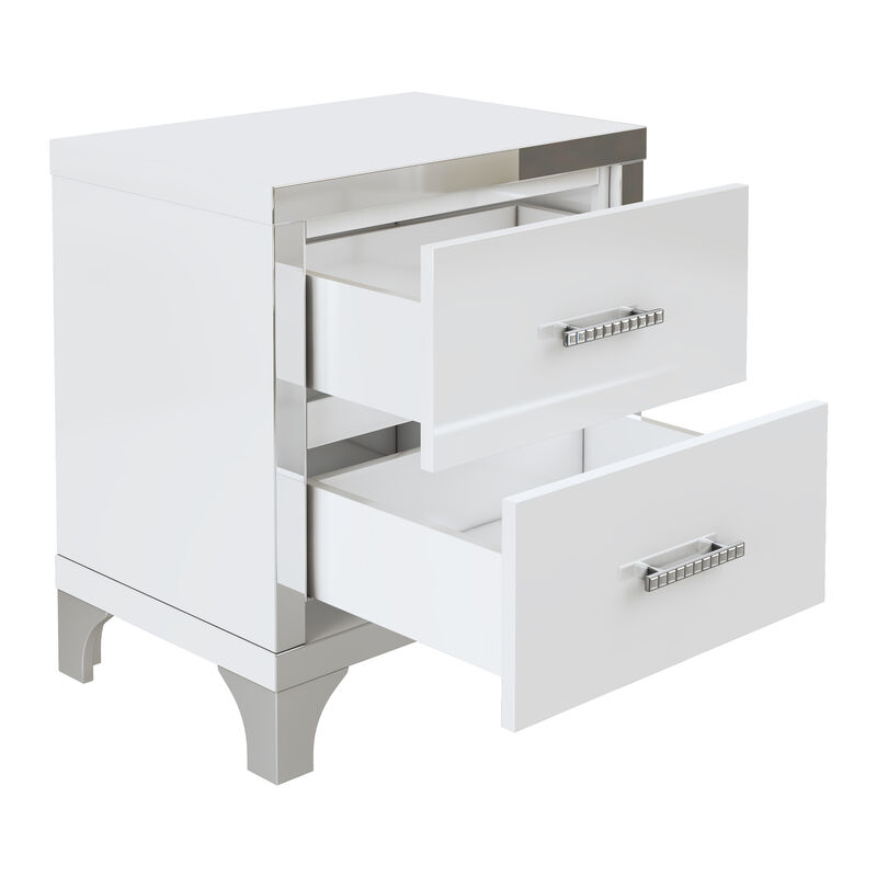Merax High Gloss Nightstand with Metal Handle