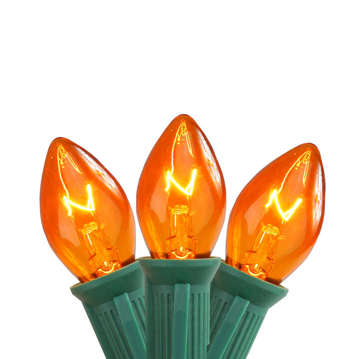 25-Count Transparent Orange C7 Christmas Lights  24ft Green Wire