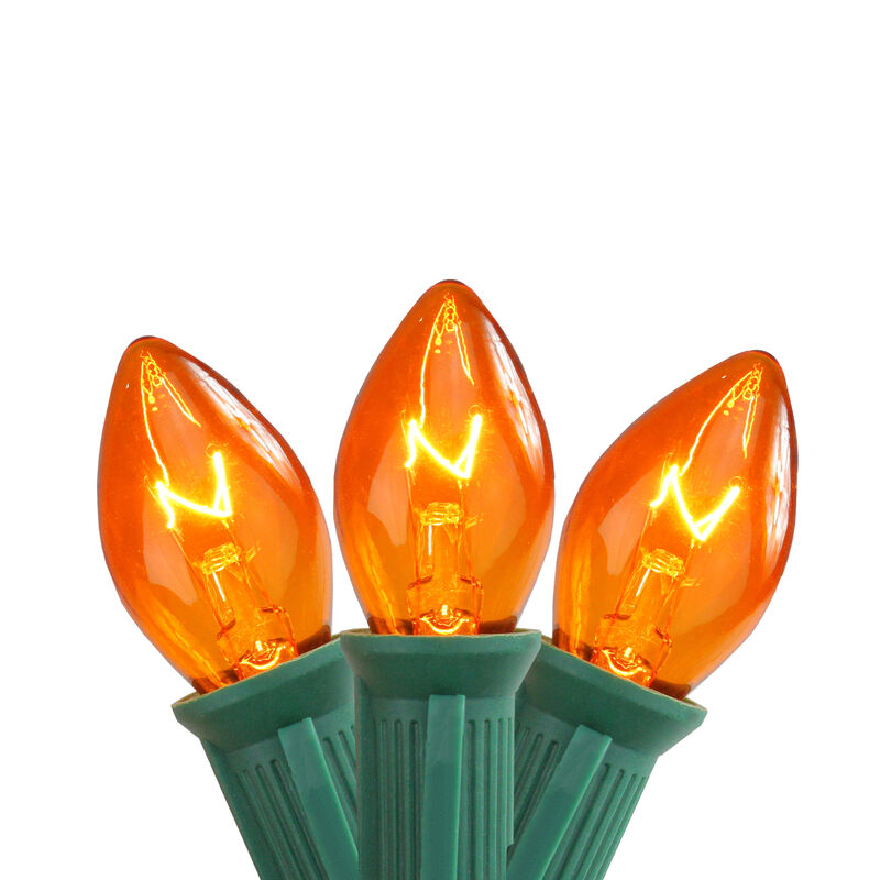 25-Count Transparent Orange C7 Christmas Lights  24ft Green Wire