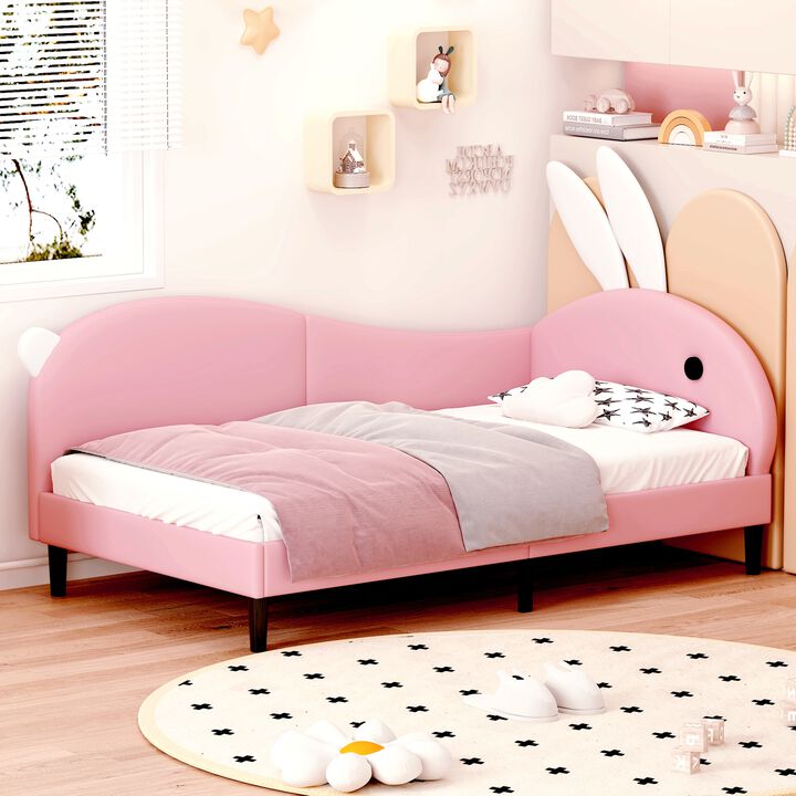 Merax PU Upholstered Rabbit-Shape Daybed Bed