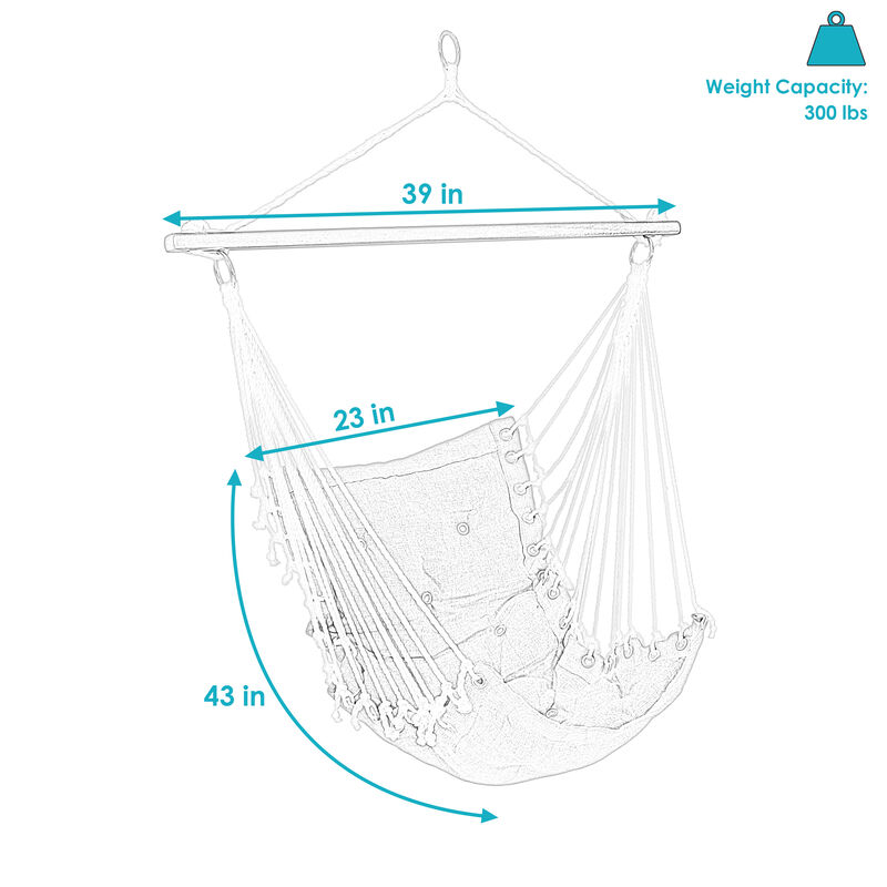 Sunnydaze Polyester Fabric Victorian Hammock Chair with Cushion