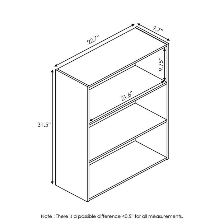 Furinno Pasir 3-Tier Open Shelf Bookcase, French Oak Grey