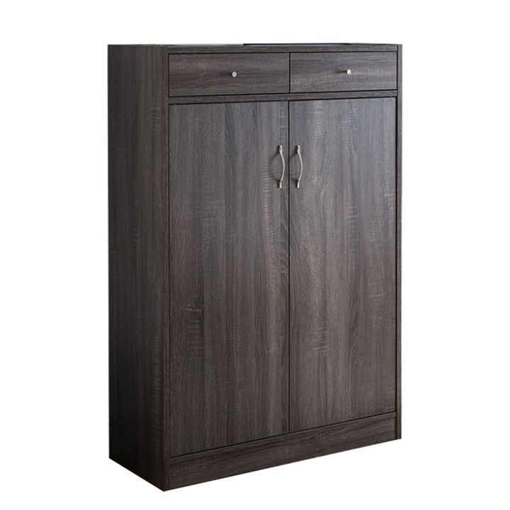 Shoe Cabinet With Spacious Storages, Gray-Benzara