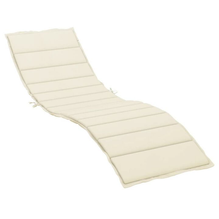 Outdoor Cushion for Chaise Lounger, Cream Oxford Fabric, 79 Inch - Benzara