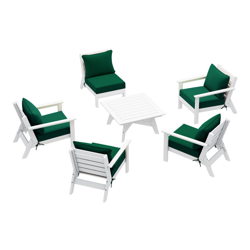 WestinTrends Outdoor 6-Piece Modular Sectional Patio Furniture Sofa Set