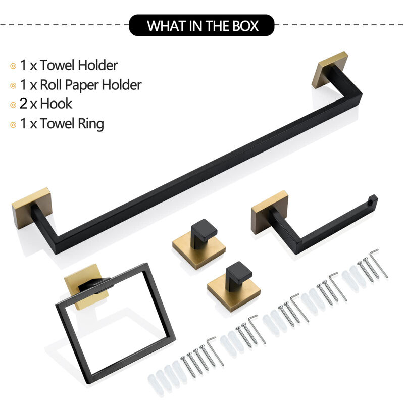 5 Pieces Bathroom Hardware Accessories Set Towel Bar Set Wall Mounted, Stainless Steel