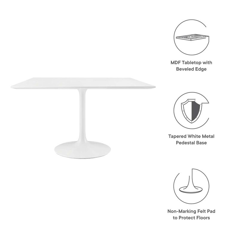 Modway - Lippa 48" Square Wood Top Dining Table White