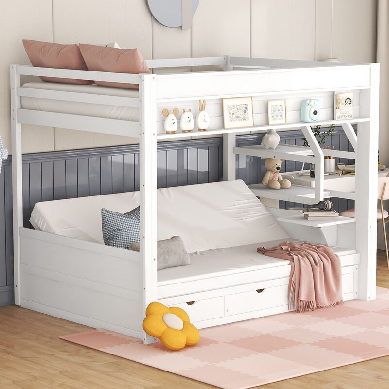 Merax Convertible Bunk Bed with Storage Staircase