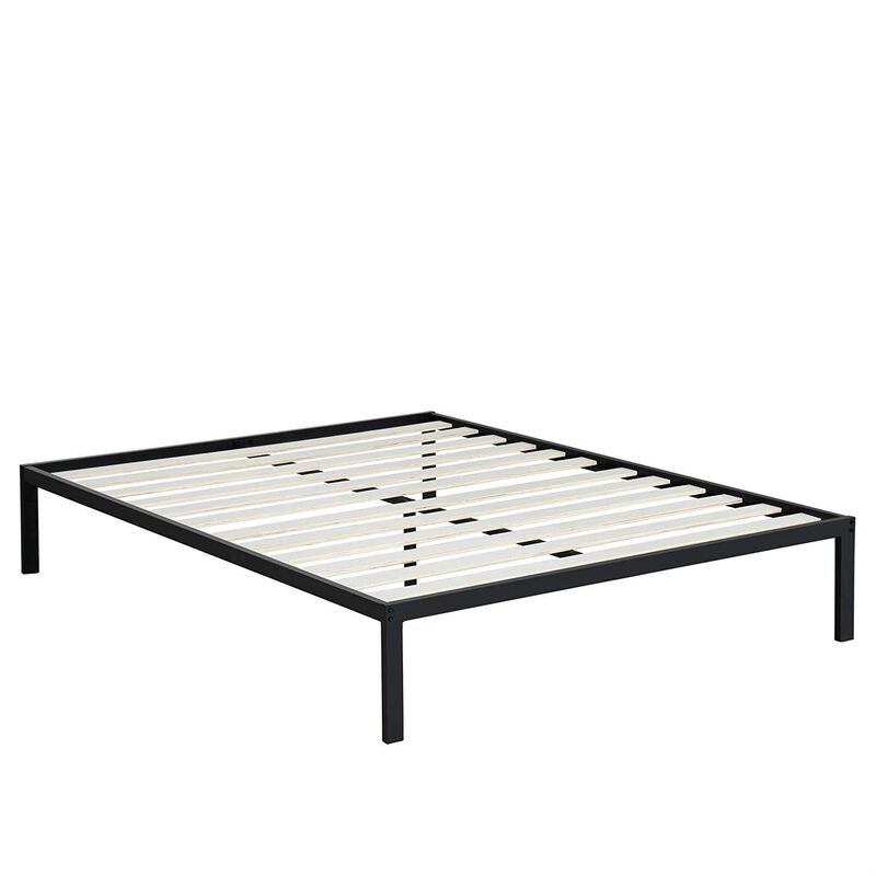 Hivvago Queen size Steel Metal Platform Bed Frame with Wood Slats