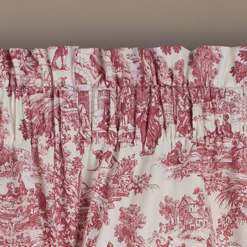 Ellis Curtain Victoria Park Toile High Quality Classic Print Swag Lined Empress Window Valance - 2-Piece - 70 x28", Red