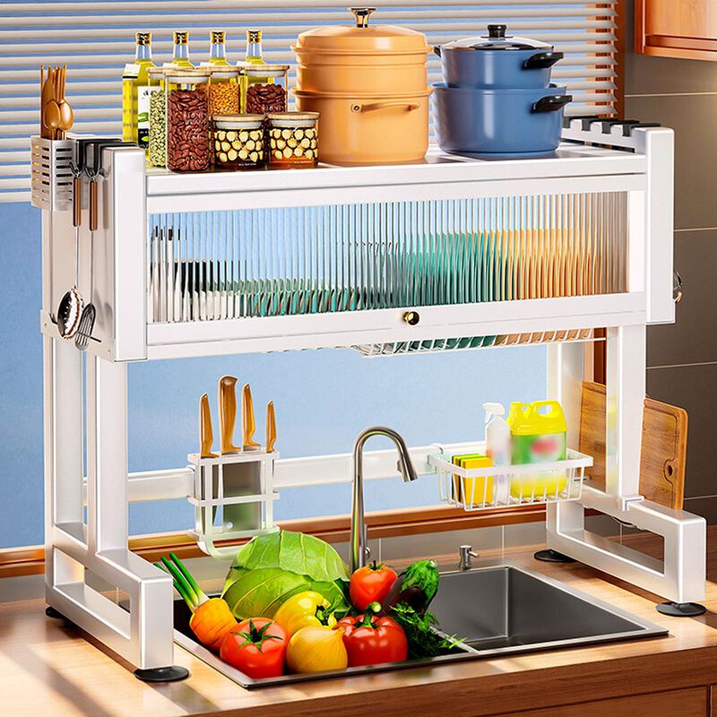 Over The Sink Dish Rack with Cutlery Drainer by Joybos, Compact Kitchen Organizer