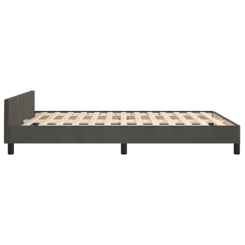 vidaXL Bed Frame with Headboard Dark Gray 53.9"x74.8" Full Velvet