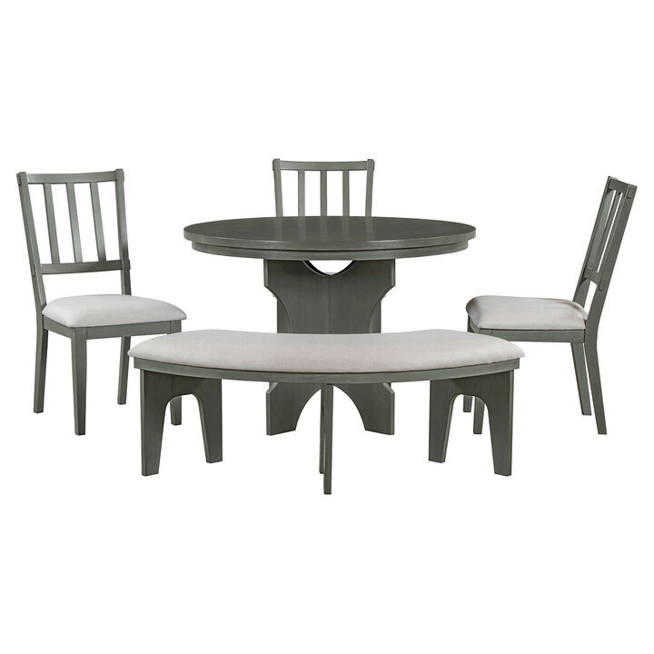 Merax 5-piece Rustic Charm Round Table Dining Set