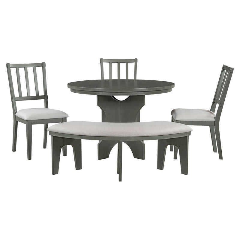 Merax 5-piece Rustic Charm Round Table Dining Set