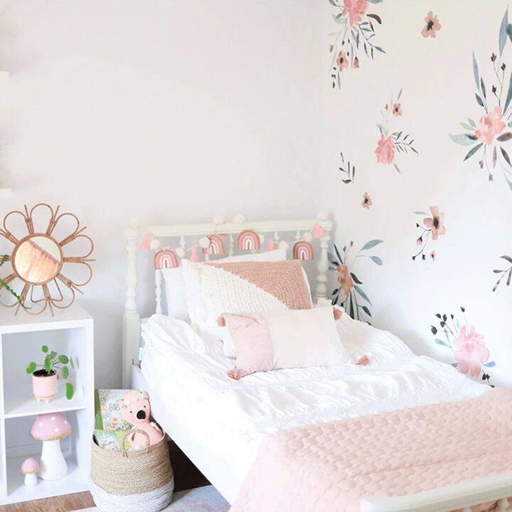 Pink Watercolor Flowers Wall Decals