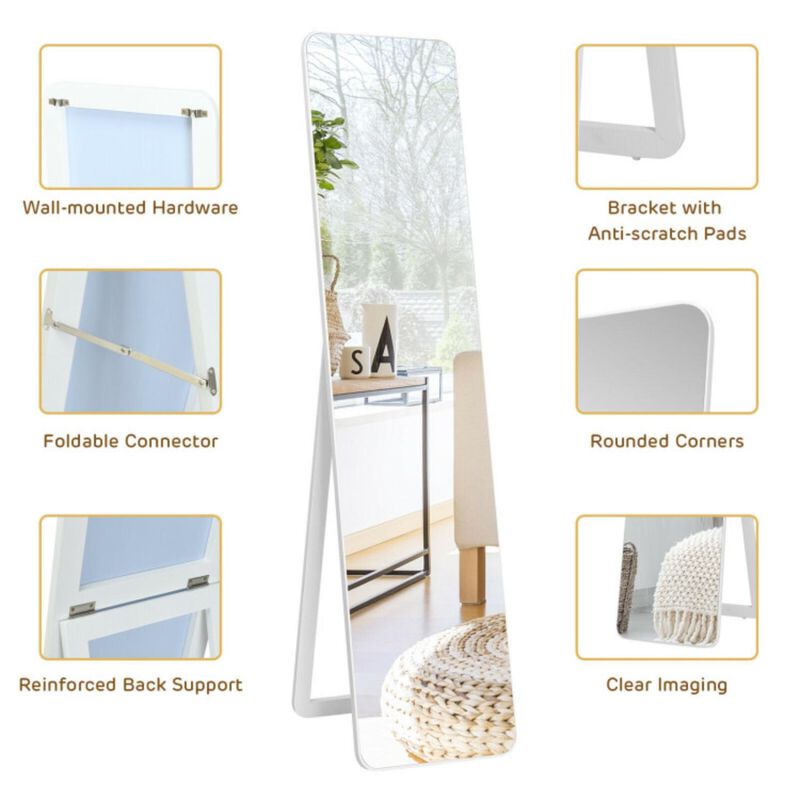 Hivvago Full Length Frameless Wall Mountable Floor Mirror-White