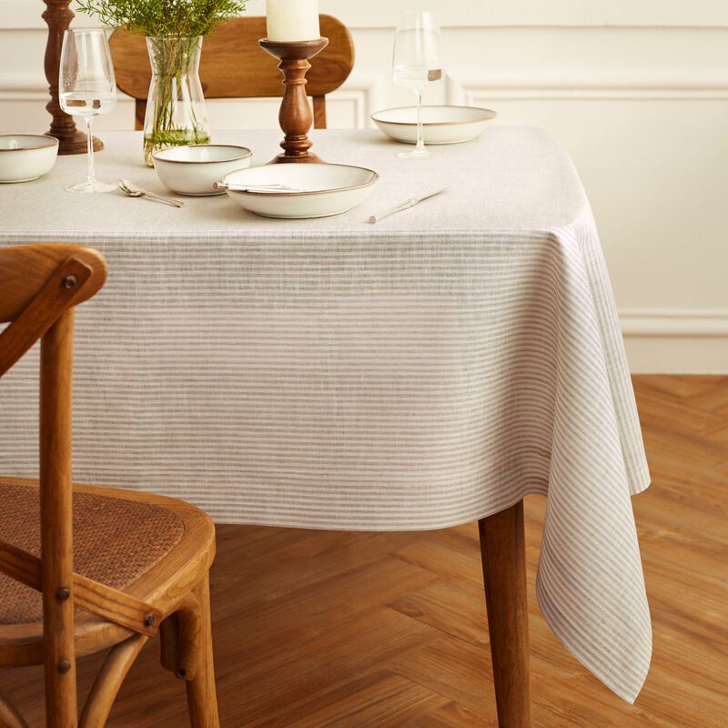 Solino Home 100% Pure Linen Tablecloth | Narrow Stripe