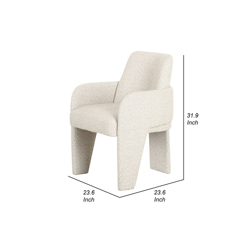 24 Inch Dining Chair, Windsor Back, 3 Panel Legs, Soft Beige Linen Fabric - Benzara