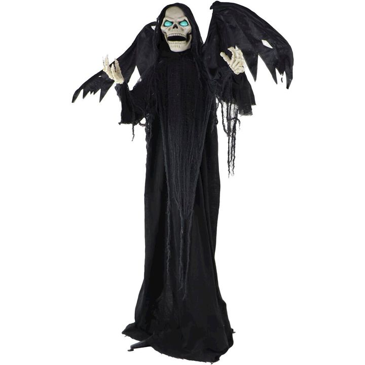 Haunted Hill Farm 66 Standing Winged Skeleton, Animation, Lights, Sound