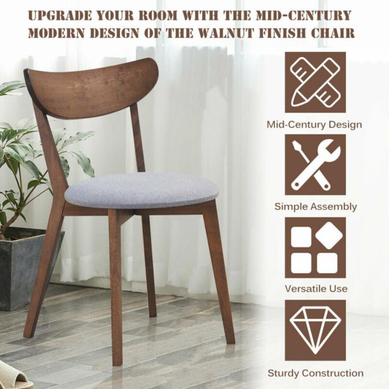 Hivvago Set of 2 Dining Chairs Upholstered Curved Back Side