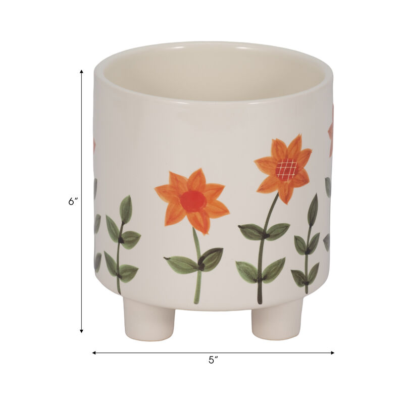 6" Footed Hand Painted Planter