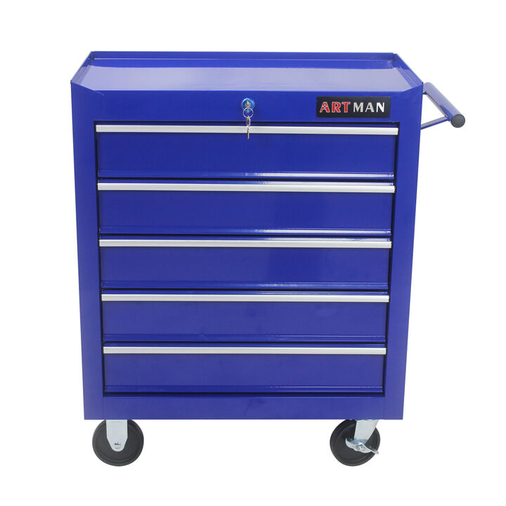 5 Drawers Multifunctional Tool Cart With Wheels-Blue