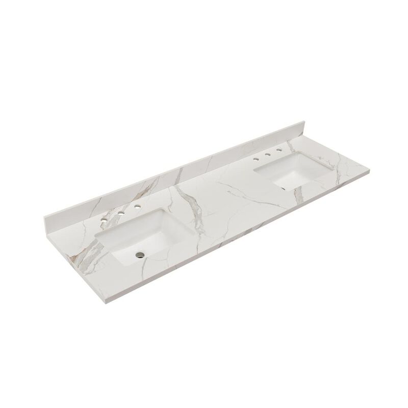 Altair 73 in. Composite Stone Vanity Top in Calacatta White with Sink