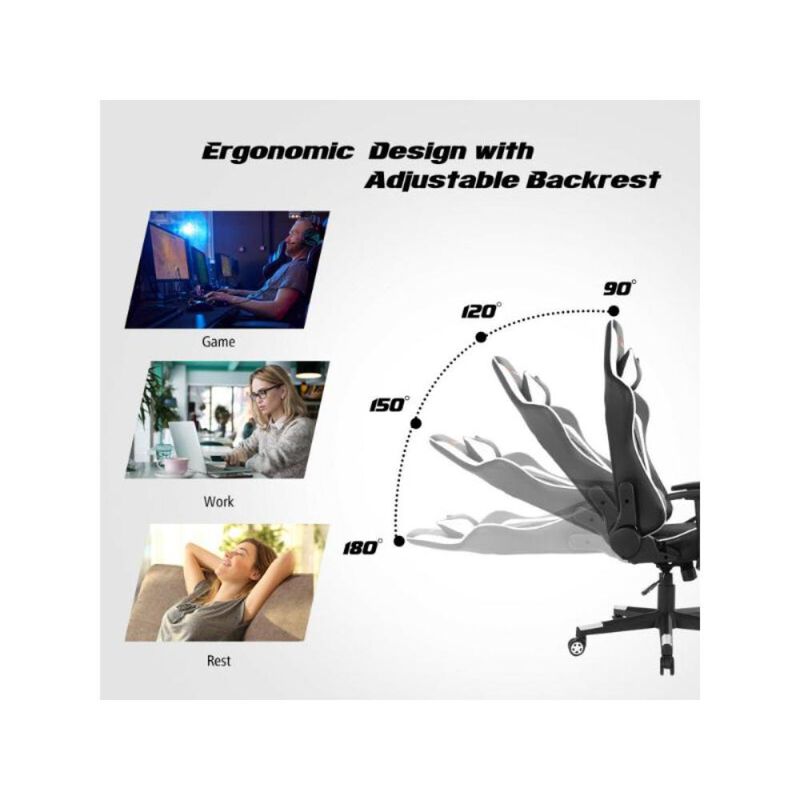 Hivvago Massage Gaming Chair with Lumbar Support and Headrest