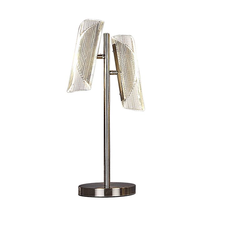 Spark 23 Inch Table Lamp with Metal Base and 2 Geometric Shades, Gold - Benzara