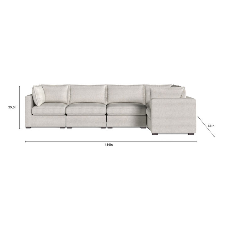 Bennett 5 Piece Flange Seam Modular Sofa  - Tan Twill