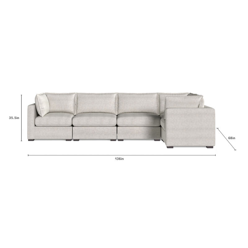 Bennett 5 Piece Flange Seam Modular Sofa  - Tan Twill